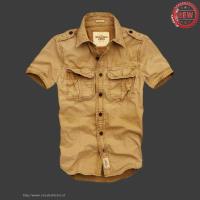 heren abercrombie fitch washed korte overhemd diep-khaki On Sale Price uubsn558